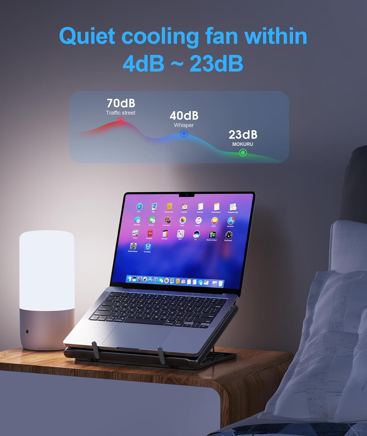 Laptop Cooling Pad Stand, Laptop Cooler with 2 Silent Fans for 10-15.6 Inch Laptops,6 Levels of Height Adjustable Wind Speed with 2 USB Ports (Black)