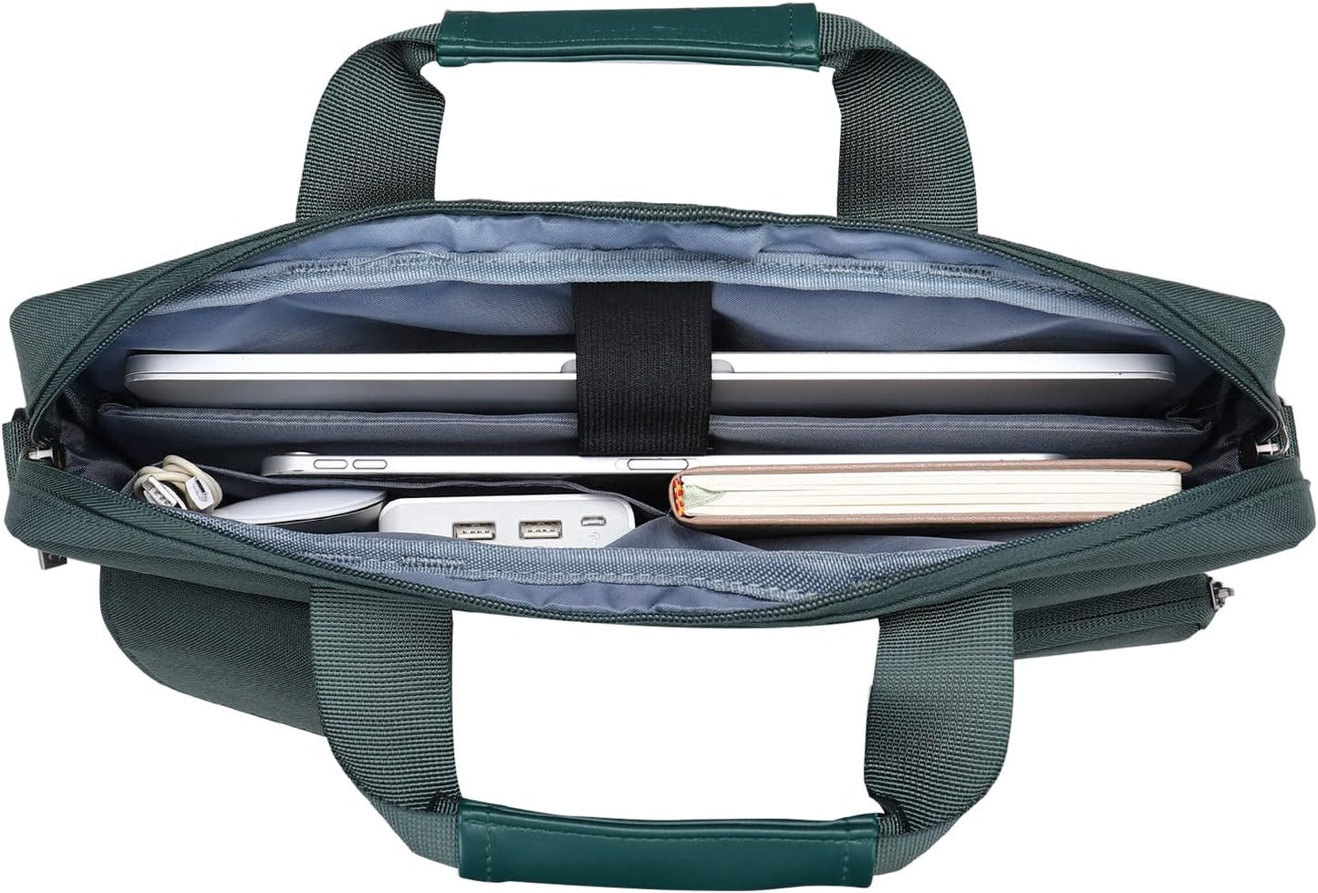 MOSISO Laptop Shoulder Bag, Computer Bag with 2 Raised&1 Flapover&1 Horizontal Pocket&Handle&Belt