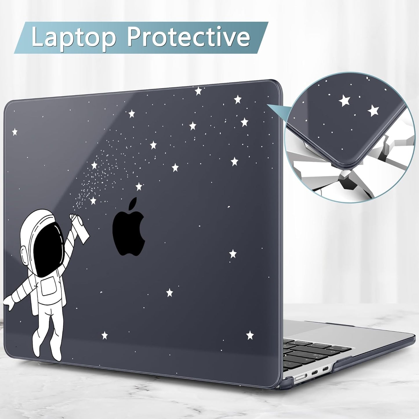 May Chen for MacBook Air 13.6 Inch Case 2025/2024/2023/2022 Release (Model A2681 A3113 A3240, M2 M3 M4 Chip) – Hard Shell Laptop Cover with Keyboard Cover & Screen Protector，Astronaut Space