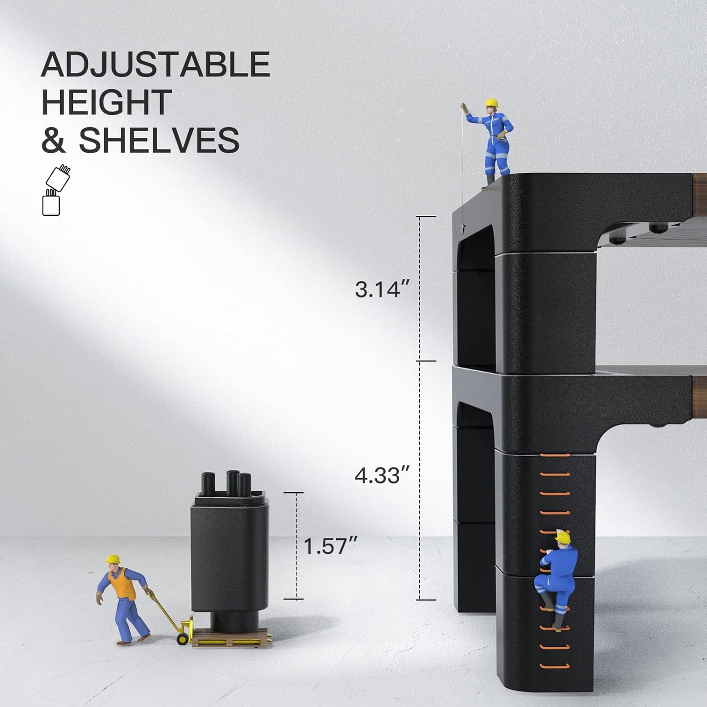 HUANUO Monitor Stand Computer Riser, Monitor Stand for Desk with Adjustable Height and 2 Platforms, Ergonomic Computer Riser, Monitor Riser for Laptops and Monitors, HNMS04V