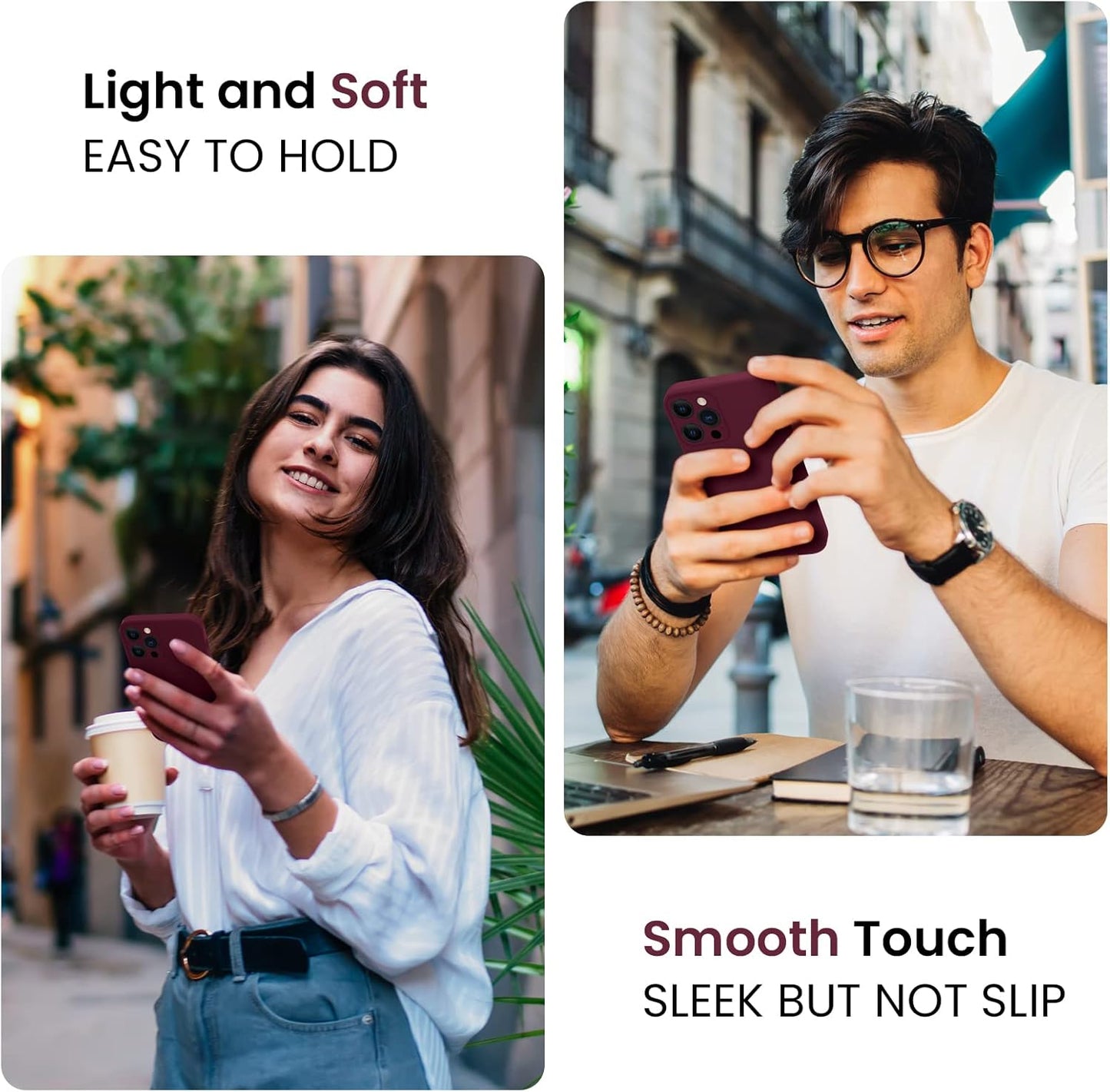 FireNova Designed for iPhone 15 Pro Case, Silicone Upgraded [Camera Protection] Phone Case with [2 Screen Protectors], Soft Anti-Scratch Microfiber Lining Inside, 6.1 inch, Plum