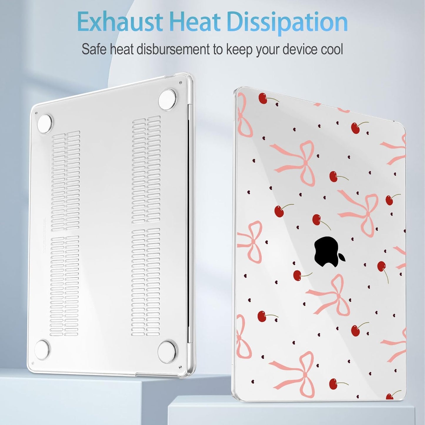 Mektron for 2025 M4 MacBook Air 13.6 Inch A3240 Case Fits 2023 A2681 M2 2024 A3113 M3 Chip with Liquid Retina Display Touch ID, Printed Plastic Hard Shell Cover for MacBook Air 13.6", Pink Bows-hearts