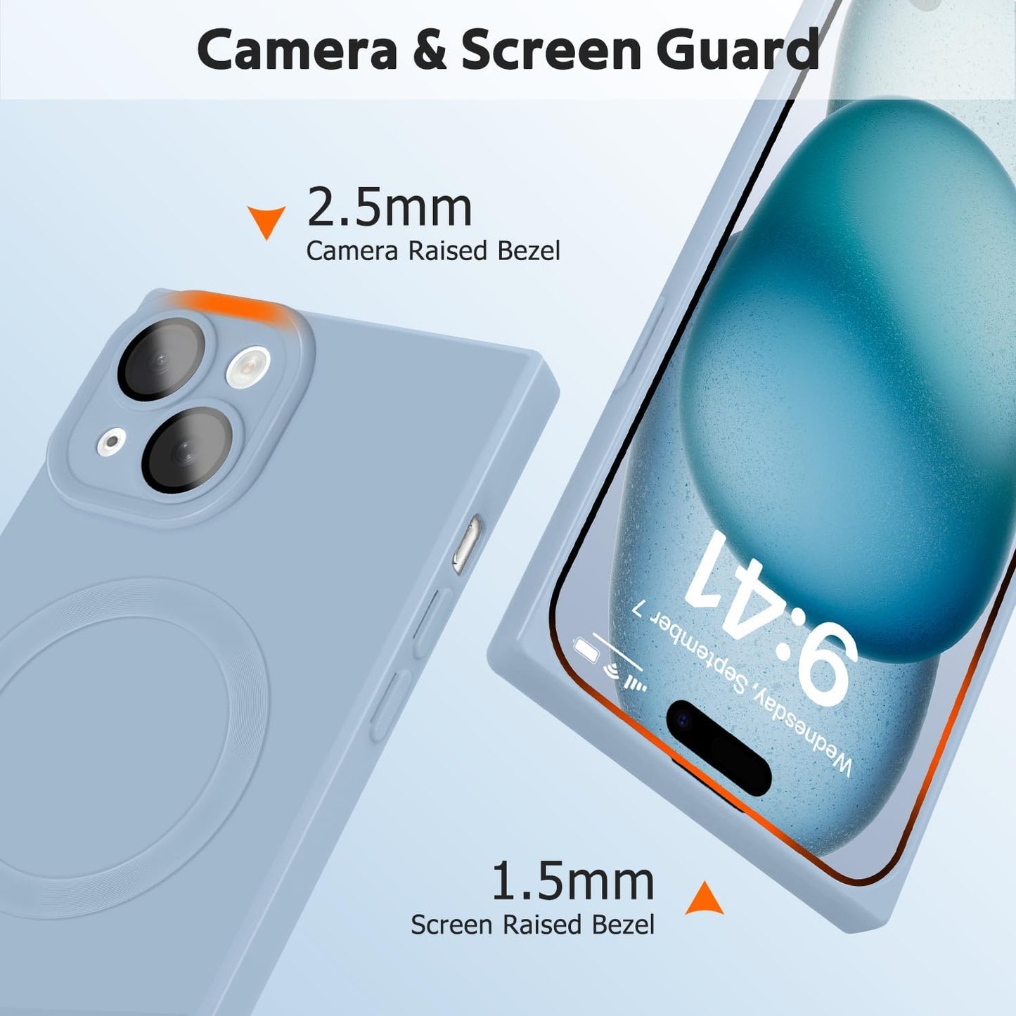 Designed for iPhone 15 Case Compatible with Magsafe Cover Camera Lens Protector Military Grade Protection Shockproof Soft TPU Slim Magnetic Phone Case for iPhone 15 Blue