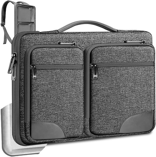 Hseok Laptop Case 15 15.6 16 inch Sleeve with Handle and Hidden Strap,Compatible with MacBook Pro 15.4 16, 360° Protective PC Briefcase with 4 Pockets for Laptop Accessory,Easy to Carrying, Grass ash