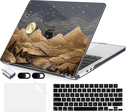 Compatible with MacBook Air 15 inch Case, M4 A3241/M3 A3114/M2 A2941 (Released 2025 to 2023), Hard Shell, Keyboard Cover, Screen Protector, Webcam Cover & Type-C Adapter, Mount