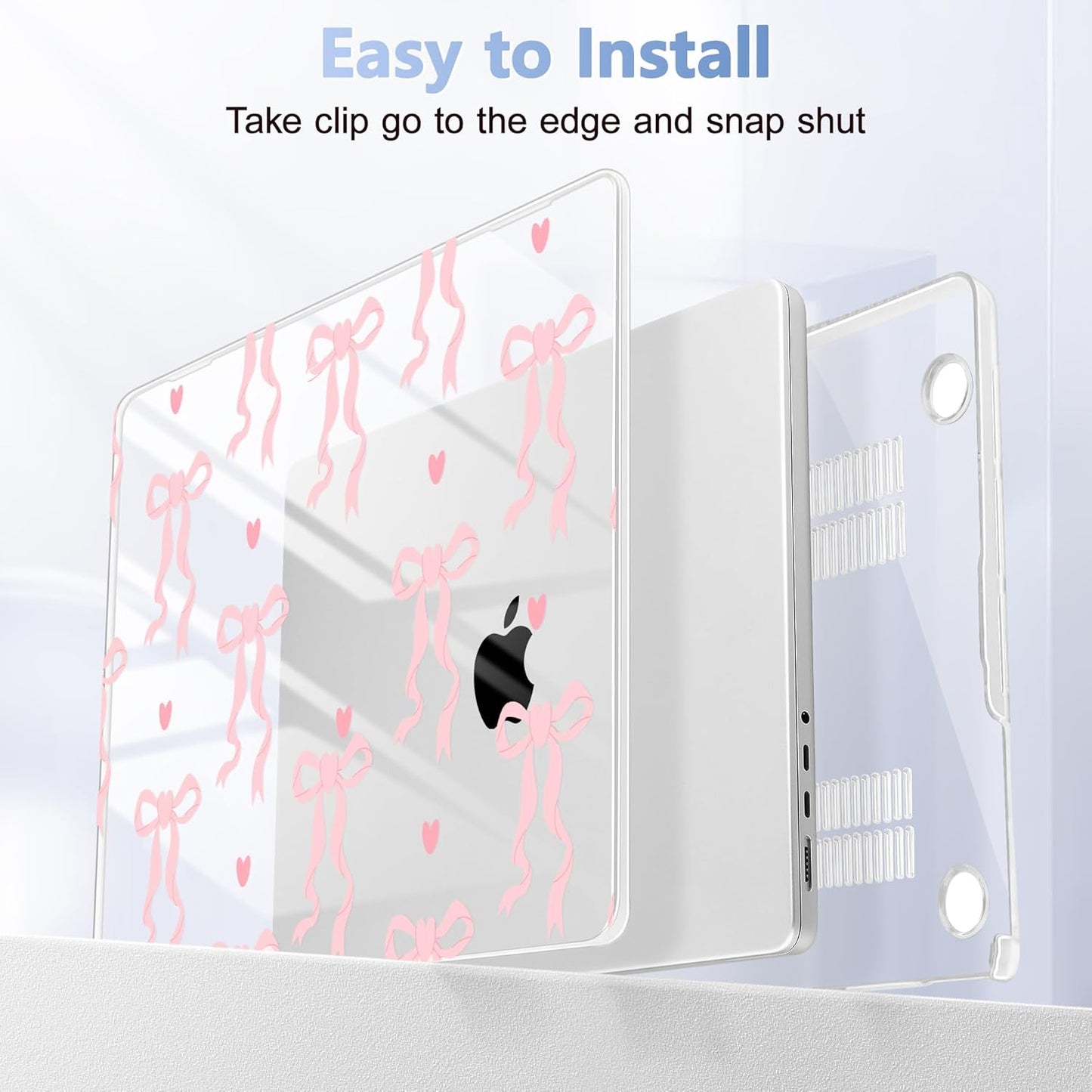 for MacBook Pro 16 inch Case 2021 2022 2023 2024 Release A3186 A3403 M4 A2991 M3 A2780 M2 A2485 M1 Pro/Max, Hard Shell Case with Screen Protector & Keyboard Cover, Bow