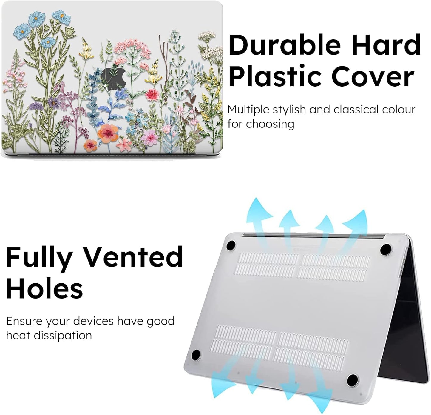 iCasso for MacBook Air 13 inch Case 2025 2024-2022 Release M4 A3240 M3 A3113 A2681 M2 with Liquid Retina Display, Hard Plastic Shell for Mac Air 13.6, TPU Keyboard Cover&Screen Protector, Weeds Clear