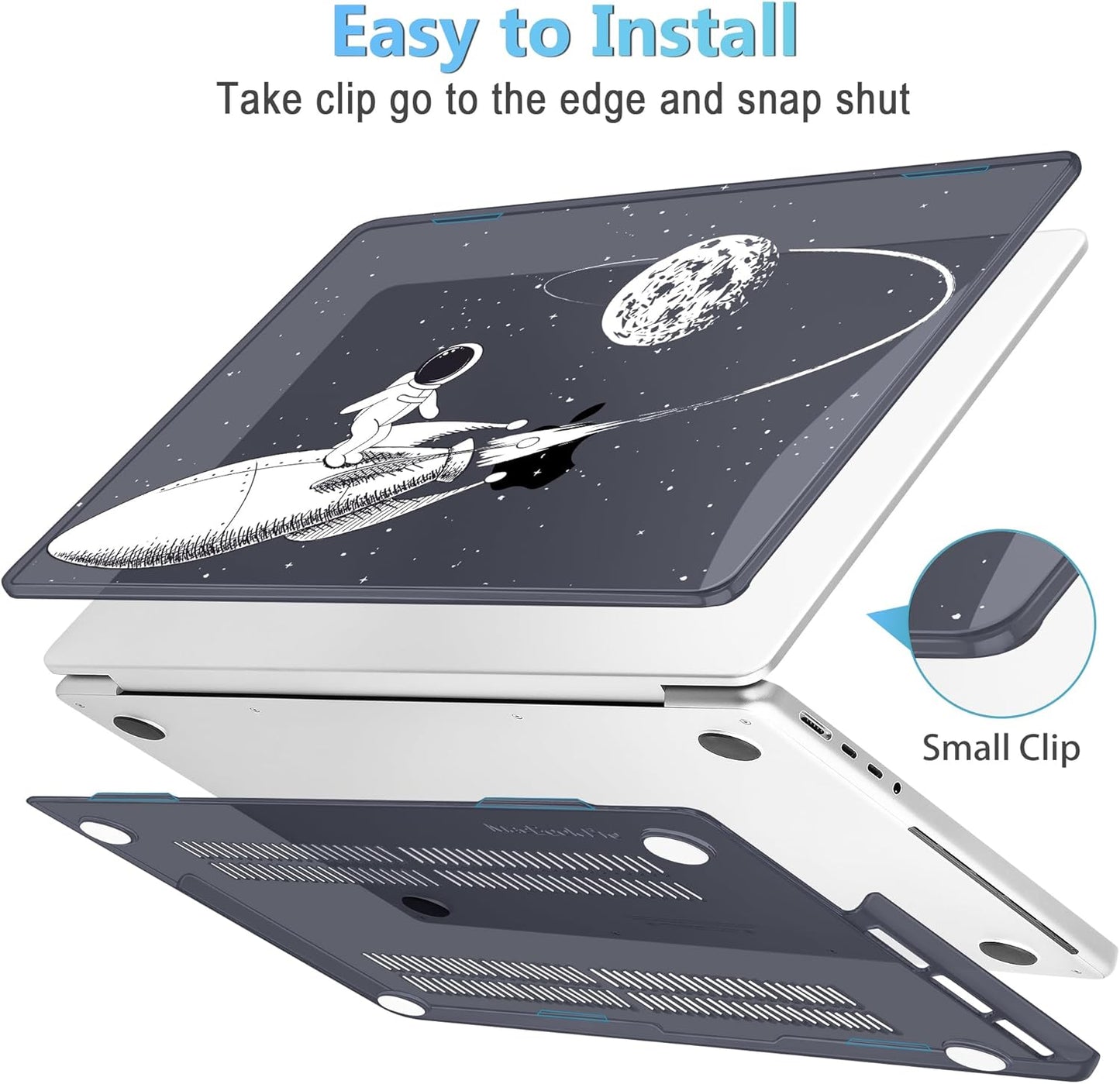 Mektron Case for MacBook Pro 16" M4 A3403 A3186 M3 A2991 M2 A2780 M1 A2485 (2021/2023/2024) Pro/Max with Touch ID, Hard Shell Plastic Laptop Cover Keyboard Cover Screen Protector, Astronauts