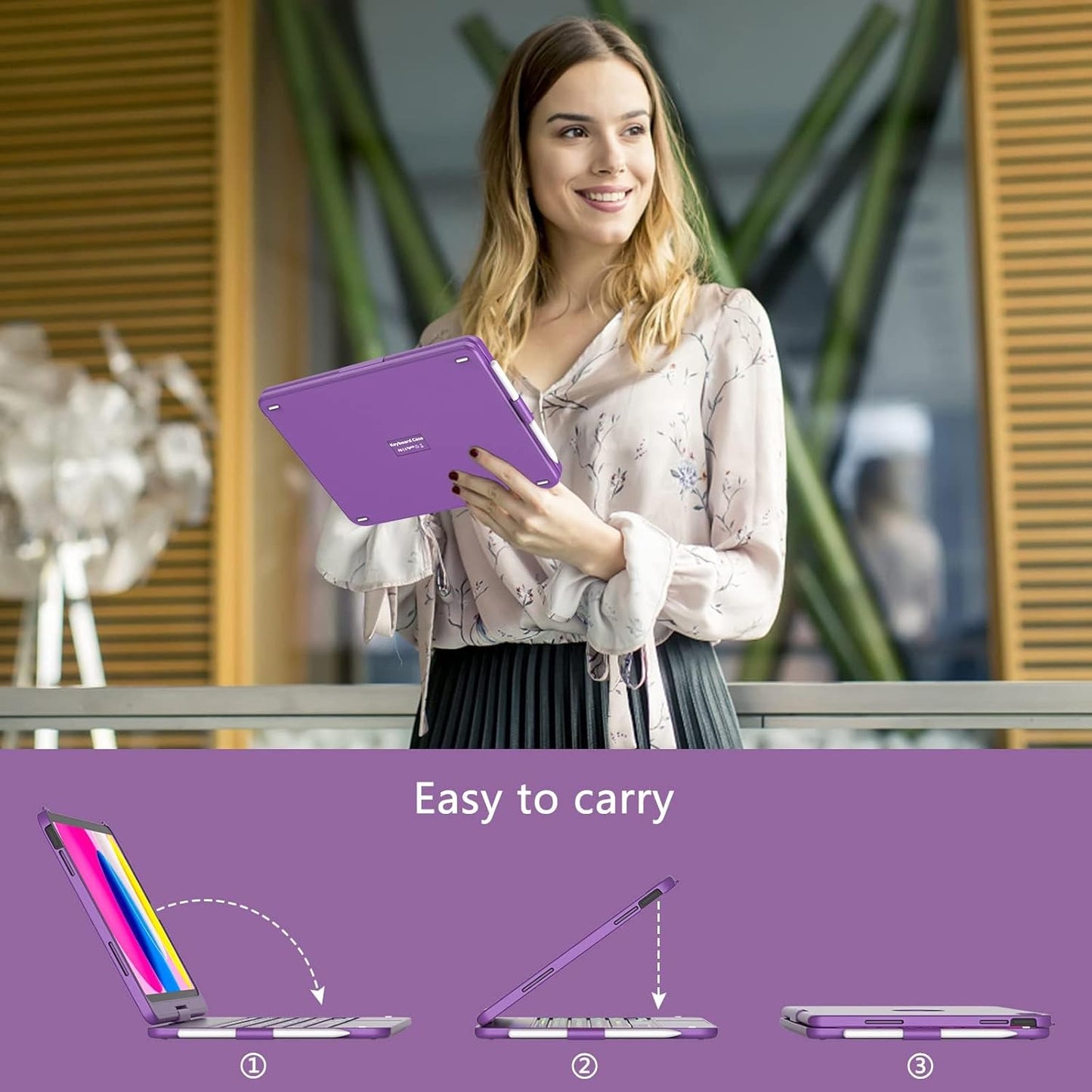 for iPad A16 11th Generation/10th Generation Case with Keyboard,Touch Keyboard for iPad 11" /10th Gen 10.9 inch 2022-10 Color Backlight, 360° Rotatable Protective Cover (Purple)