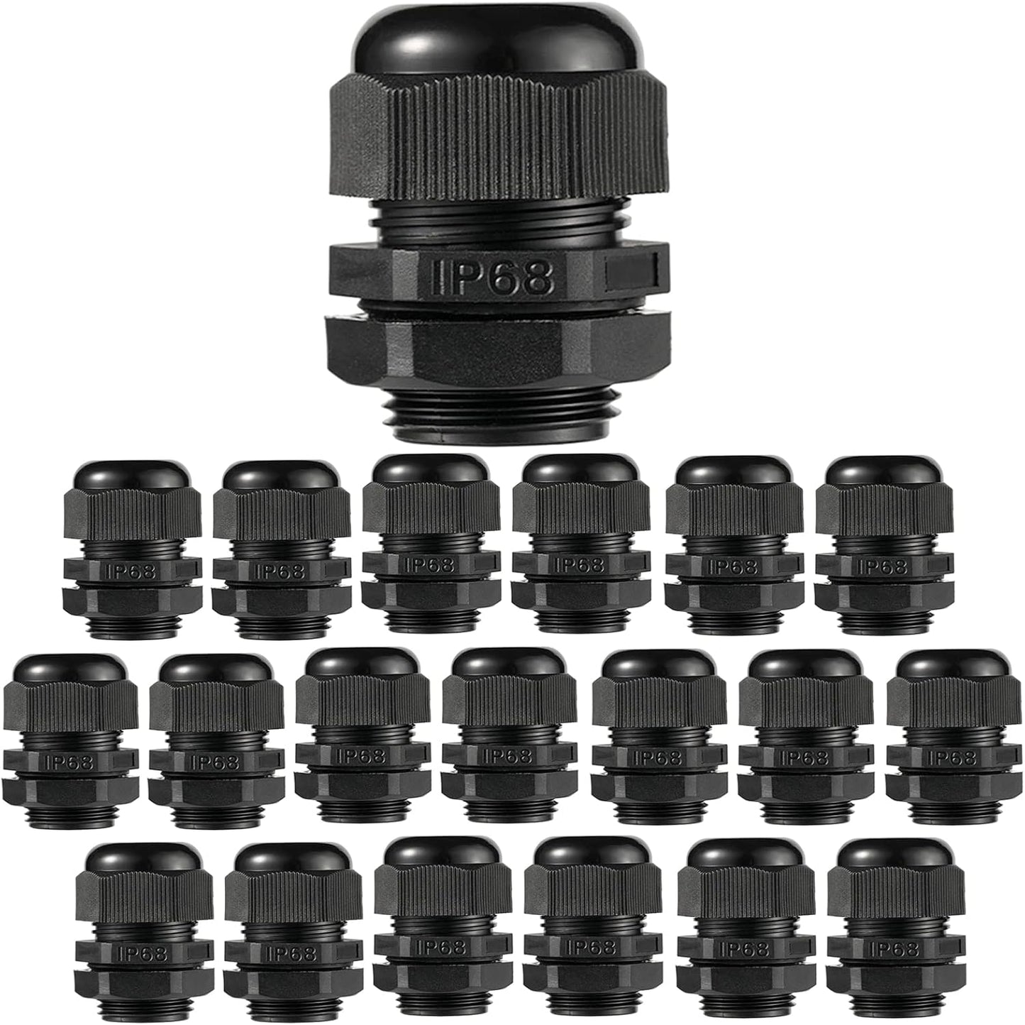 PENGLIN Cable Glands 1" NPT Nylon Cable Connector, Strain Relief Cord Connector, IP68 Waterproof Adjustable Locknut(1 Inch (20-Pack))