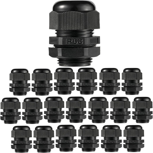 PENGLIN Cable Glands 1" NPT Nylon Cable Connector, Strain Relief Cord Connector, IP68 Waterproof Adjustable Locknut(1 Inch (20-Pack))