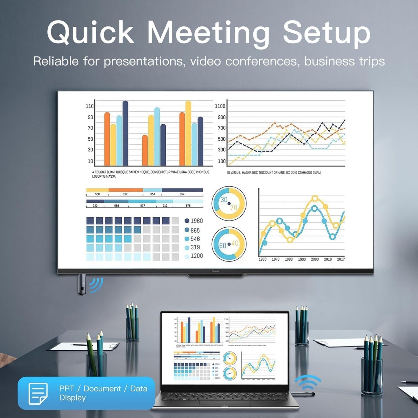 2025 Upgraded Wireless HDMI Transmitter and Receiver 4K, Portable Wireless HDMI Extender Kit 100FT, 2.4G/5G Plug & Play, Streaming from Laptop/PC/TV Box/Camera to Monitor/Projector/HDTV (Black)