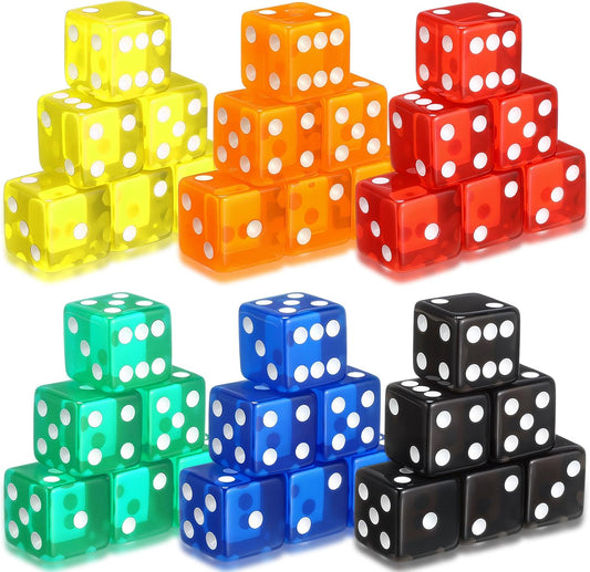 36 Piece 19 mm Casino Style Craps Dice Sets Acrylic and Translucent D6 Dice, Square W/Rounded Edge for Casino, Craps, Table Games and Board Games (Fashion Color)