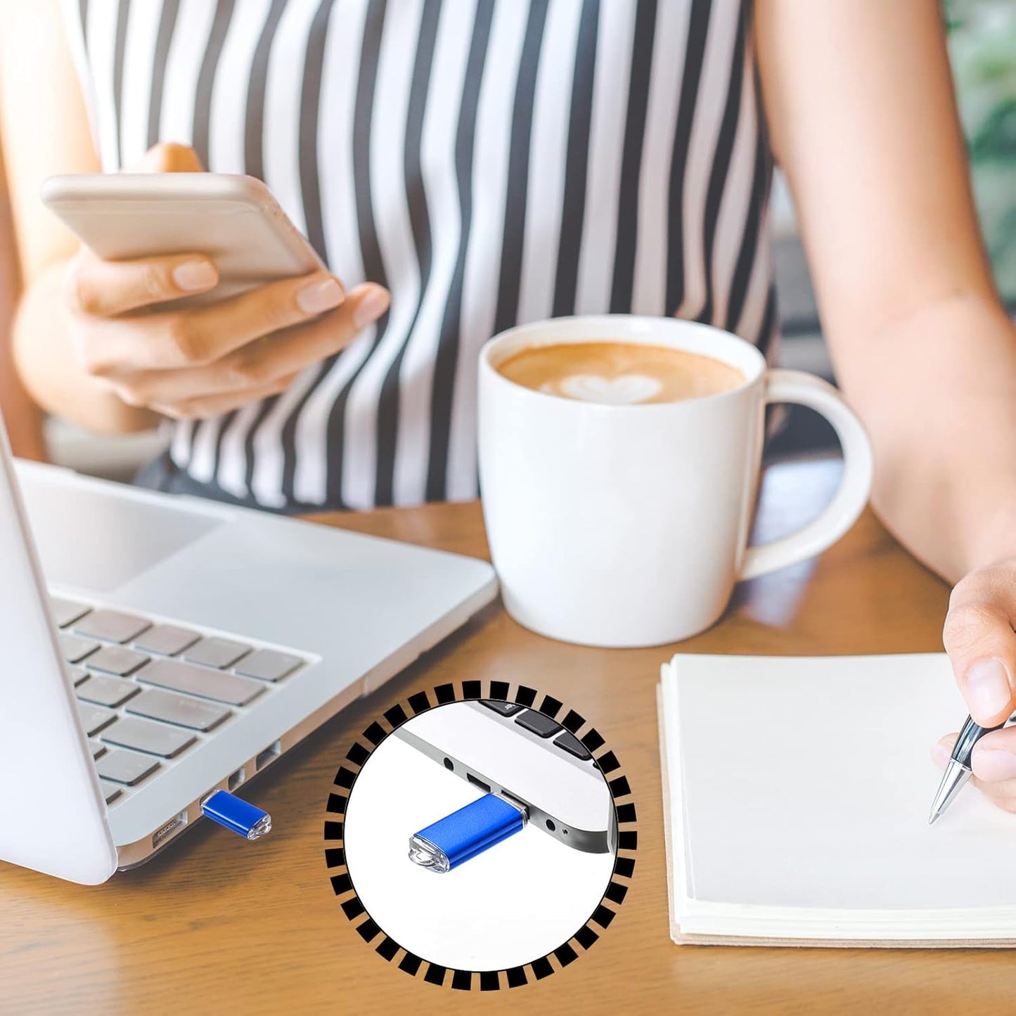 Hoteam 50 Pack USB 2.0 Flash Drives Bulk Blue Portable Thumb Drive with Hat USB Sticks Bulk with 50 Pcs Lanyards for Data Storage File Sharing Commercial Gift(4GB)