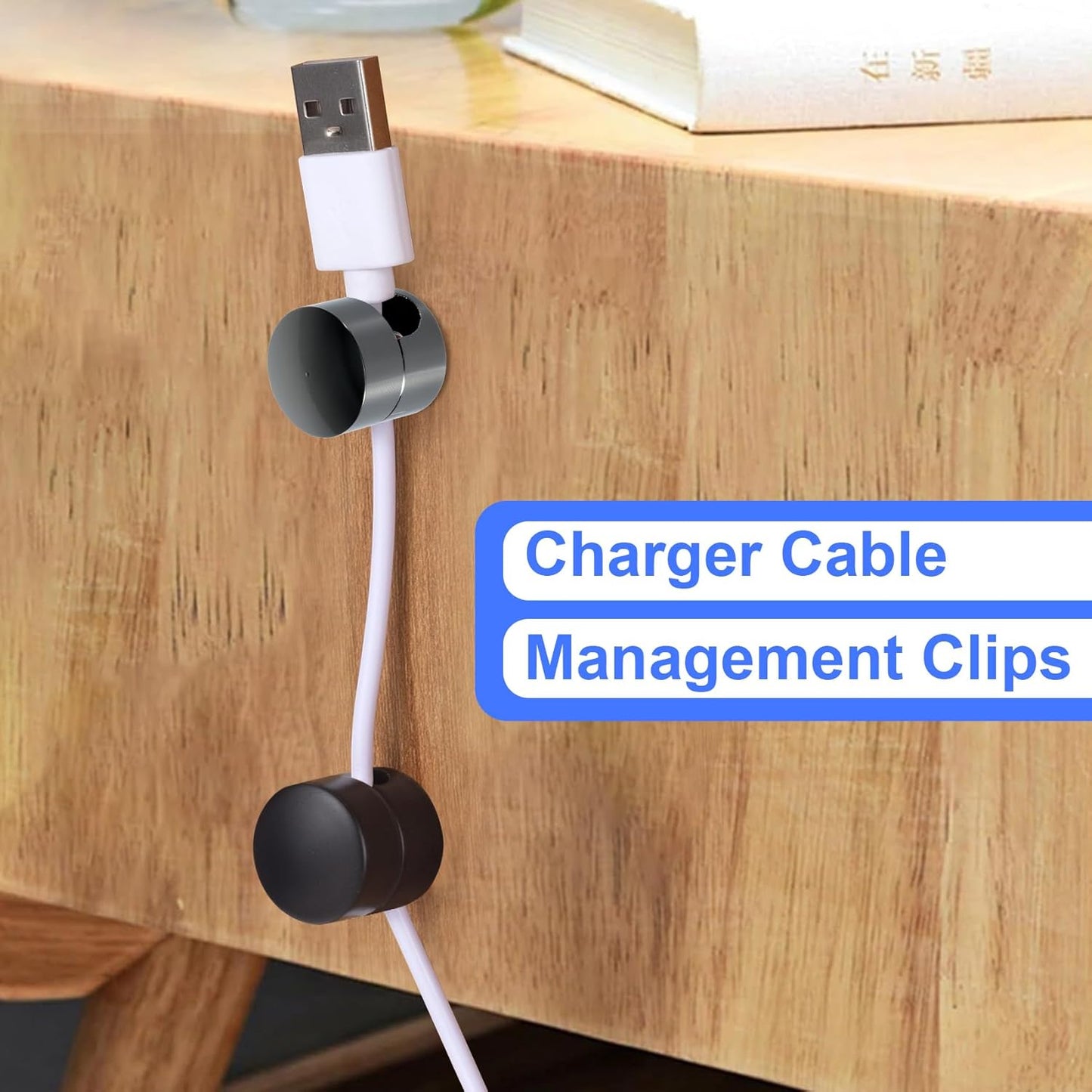 3 Sets Charger Holders for Cords, Adjustable Cable Anchor Holders, Adhesive Metal Cord Clips, Cable Management Wire Organizers for Desk, Office, Nightstand - Matte Black/Black/Antique Copper