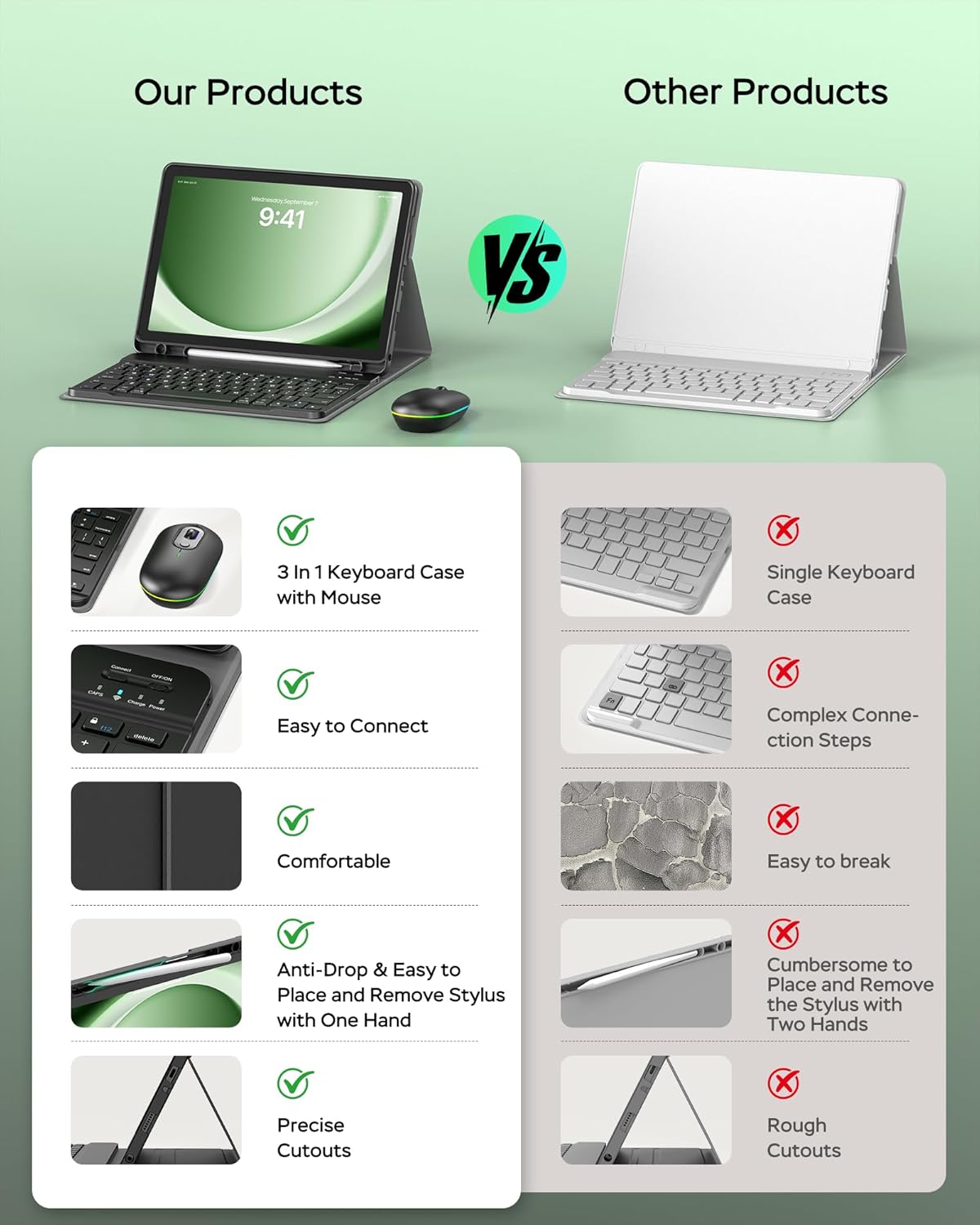 for Samsung Galaxy Tab A9 Plus Case with Keyboard, A9+ 11 Inch 2023 (SM-X210/X216/X218) Tablet Case with Detachable Wireless Keyboard, Multi-Angle Stand Folio Cover with S Pen Holder, Black