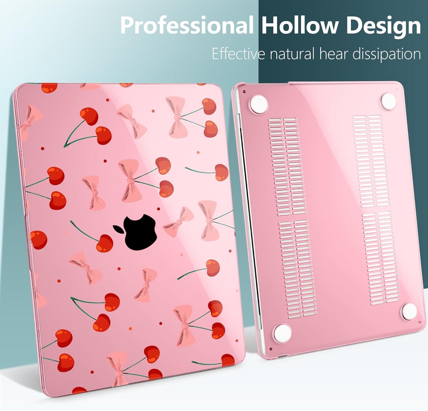 TWOLSKOO Compatible with M4 MacBook Air 15 inch Case 2025-2023 Released Model M4 A3241 M3 A3114 M2 A2941, Plastic Hard Shell & Screen Protector & Keyboard Cover & Type C Adapter, Cute Cherry