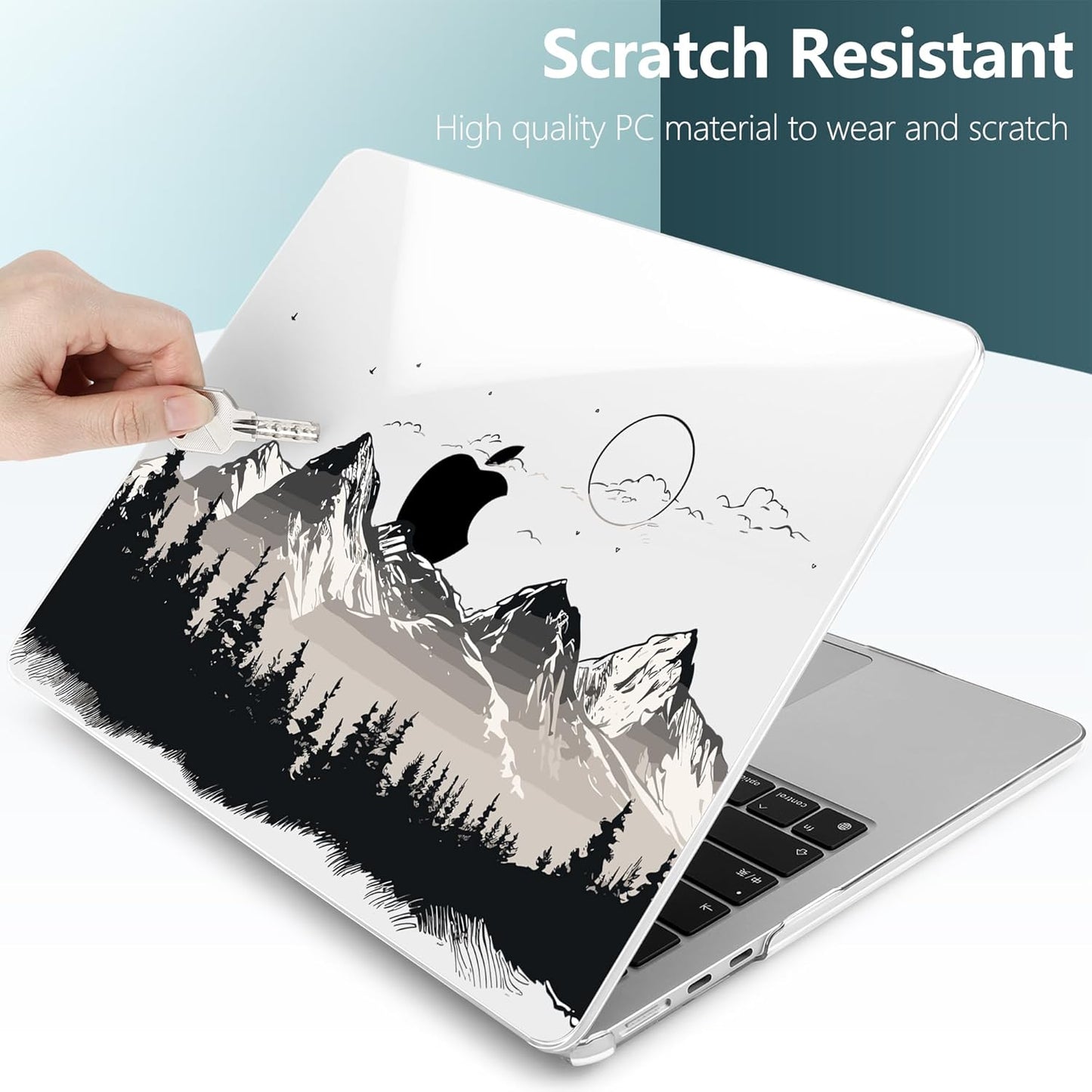 TWOLSKOO Compatible with M4 MacBook Air 13.6 inch Case 2025-2022 Release M4 A3240 M3 A3113 M2 A2681, Plastic Hard Shell & Keyboard Cover & Type C Adapter & Screen Protector, Mountain View