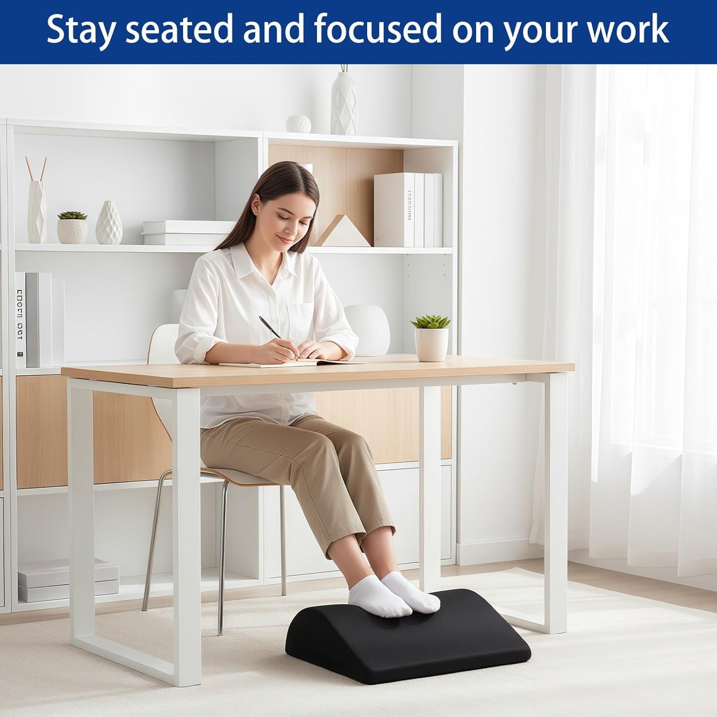 Foot Rest for Under Desk at Work Ergonomic Under Desk Footrest，Support Foot Pillow Double-Sided Footstool， for Office, Home & Gaming Leg Elevation Pillow Black