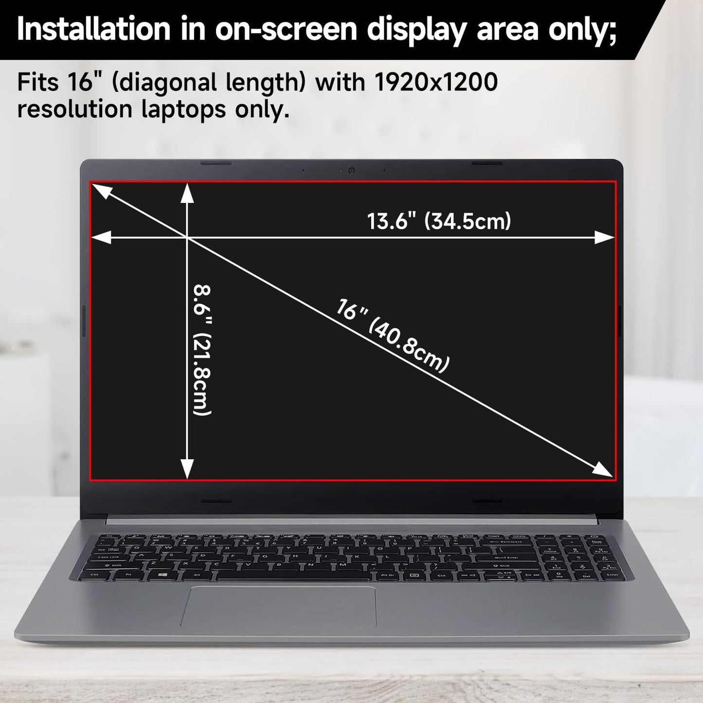 16 Inch 16:10 Laptop Privacy Screen Filter, Anti Blue Light Glare & Anti Scratch Computer Privacy Shield for 16" with 1920x1200 Aspect Ratio Laptop