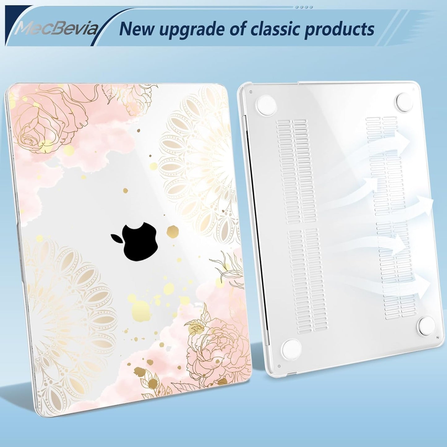 Compatible with MacBook Air 15 inch Case, M4 A3241/M3 A3114/M2 A2941 (Released 2025 to 2023), Hard Shell, Keyboard Cover, Screen Protector, Webcam Cover & Type-C Adapter, Vector Flower2