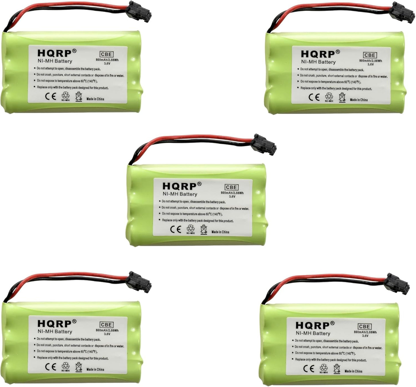 HQRP 5-Pack Cordless Phone Battery Compatible with Uniden PowerMax 5.8GHz 30878864022, Powermax 2.4 GHz, GE TL26402, GP 80AAALH3BMX, 80AAALH3BMZ Replacement