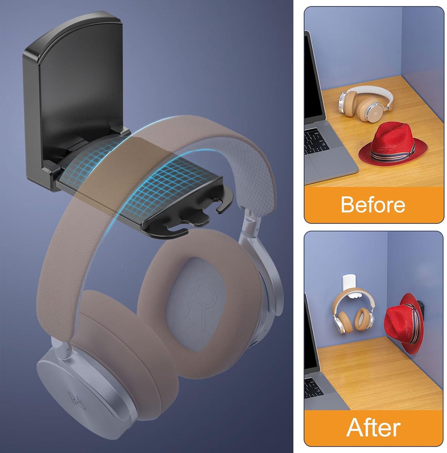 2-Pack Headphone Stand, Sticky Adhesive Headset Hanger for Universal Gaming Headset Airpods Max Sony Bose Beats(White)