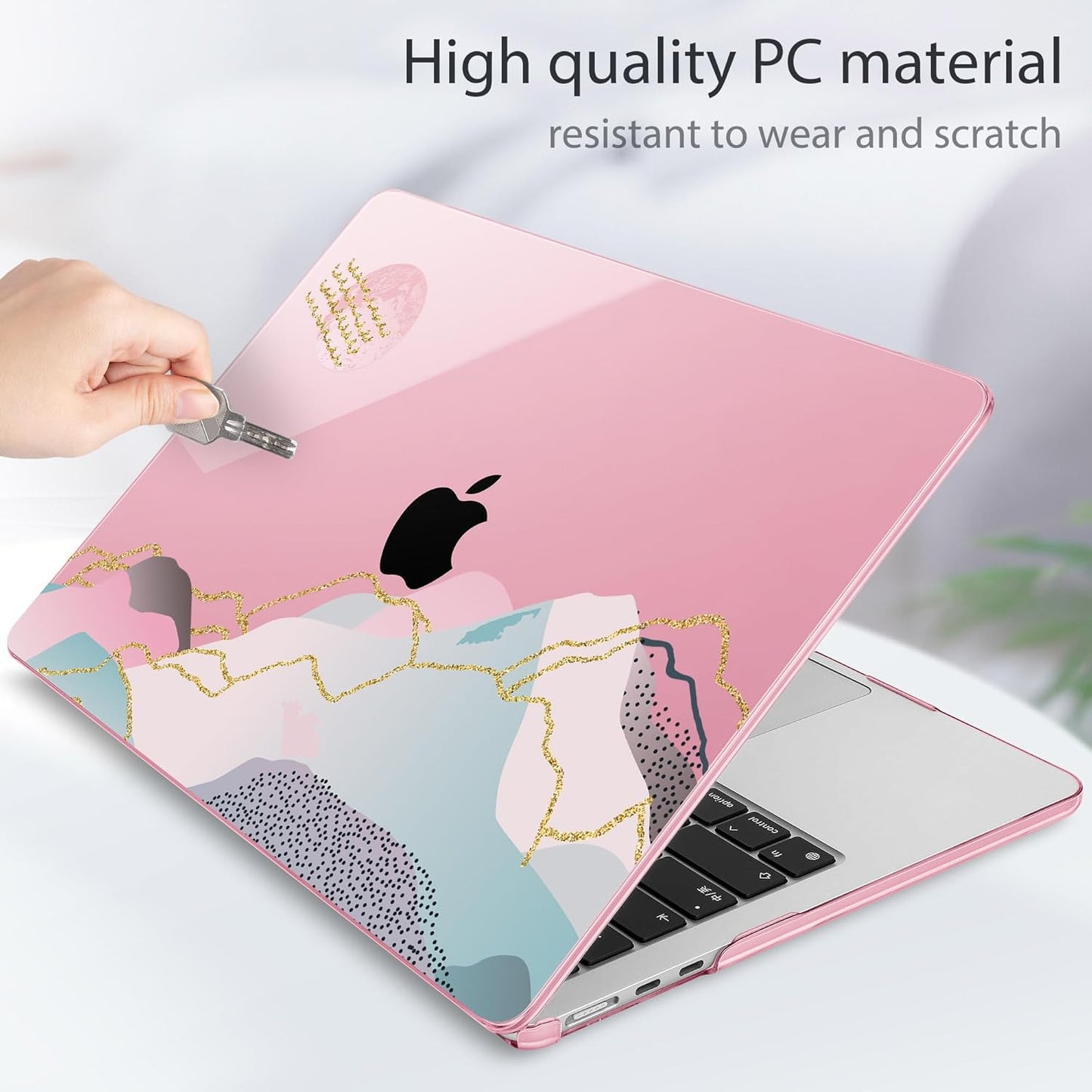 May Chen for MacBook Air 13.6 inch Case A3240 M4 A3113 M3 A2681 M2 with Retina Dispaly, 2025 2024 2023 2022 Release, Plastic Hard Shell Case with Screen Protector & Keyboard Cover, Flower Marble