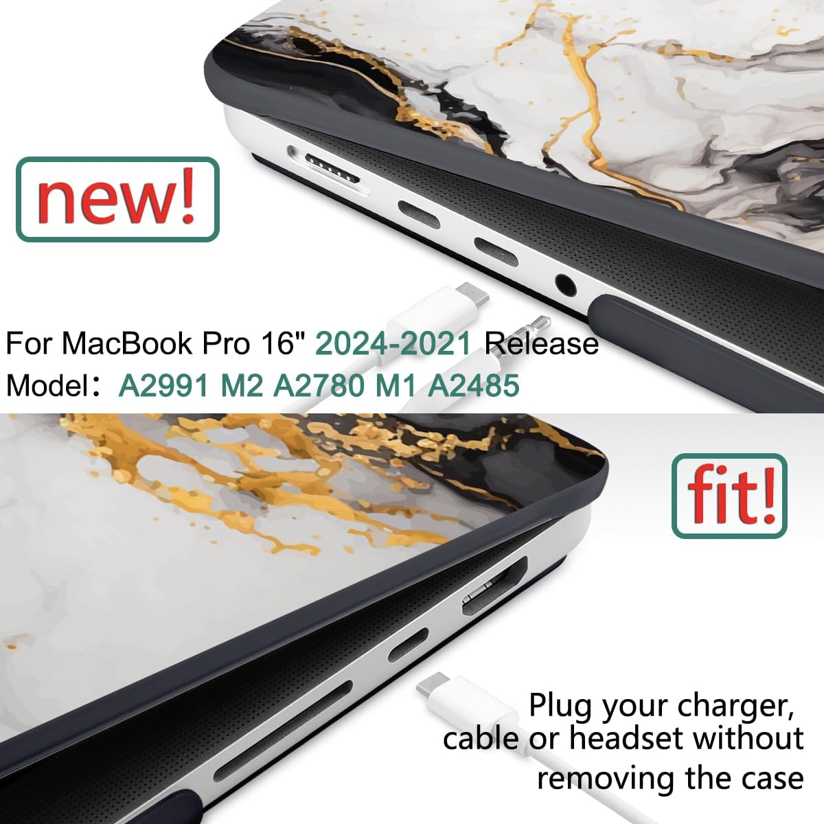 DONGKE for M4 MacBook Pro 16 Inch Case 2024 2023 2021 A3403 A3186 M3 A2991 M2 A2780 M1 A2485 Pro/Max Chip, Plastic Hard Shell Case & Keyboard Cover for Mac Pro 16 with Touch ID, Abstract Marble