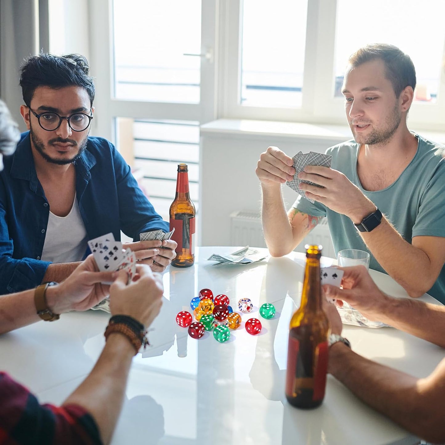 18 Pcs Casino Theme Party Dice Large Opaque Jumbo Acrylic D6 Dice for Casino, Craps, Table Games and Board Games(25 mm,Clear Color)