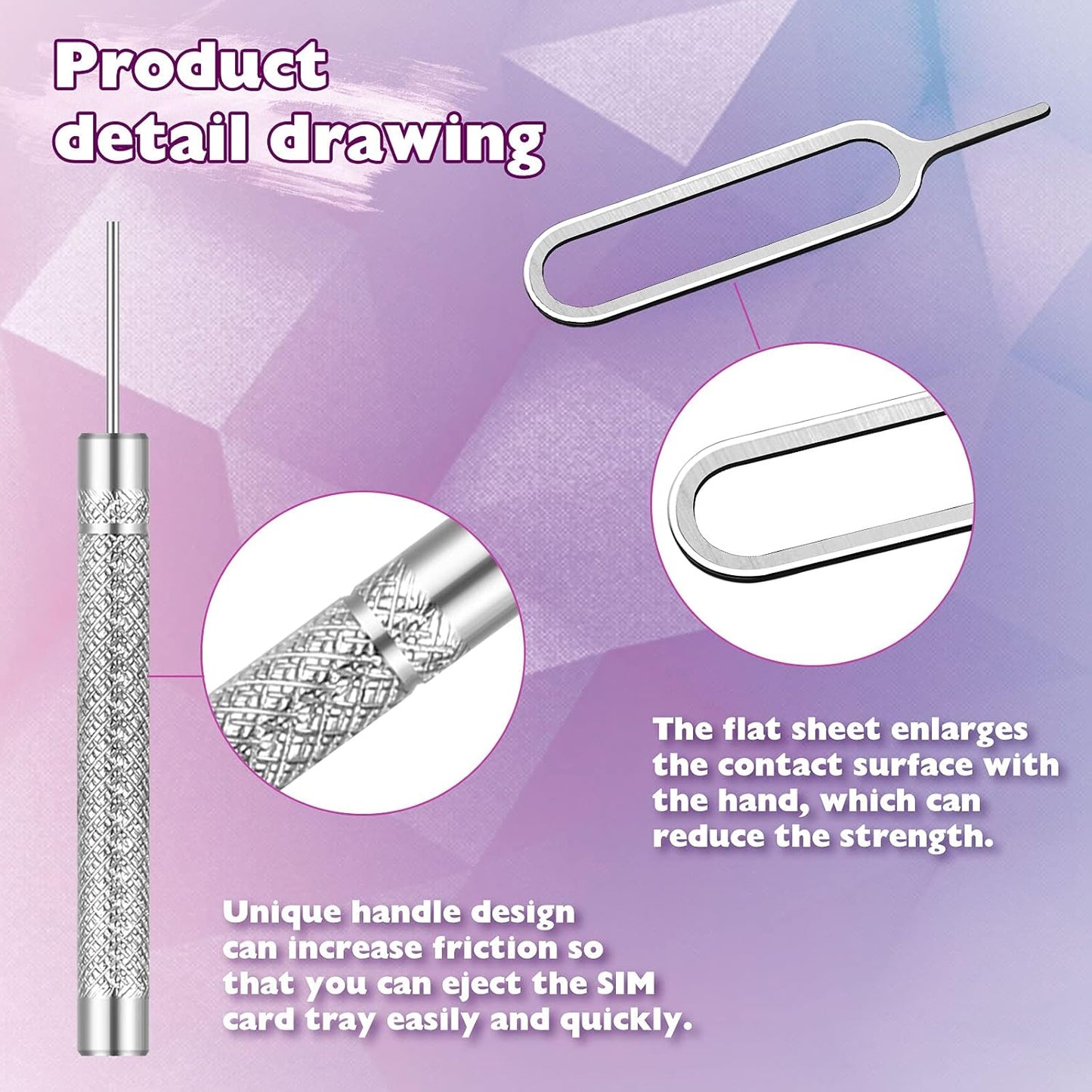 Frienda 30 Pieces SIM Card Removal Tool SIM Card Tray Eject Pins Opening Removal Tool Cellphone Eject Pin with Transparent Storage Box Packaging for Most Smart Phones, Silver, 2 Styles