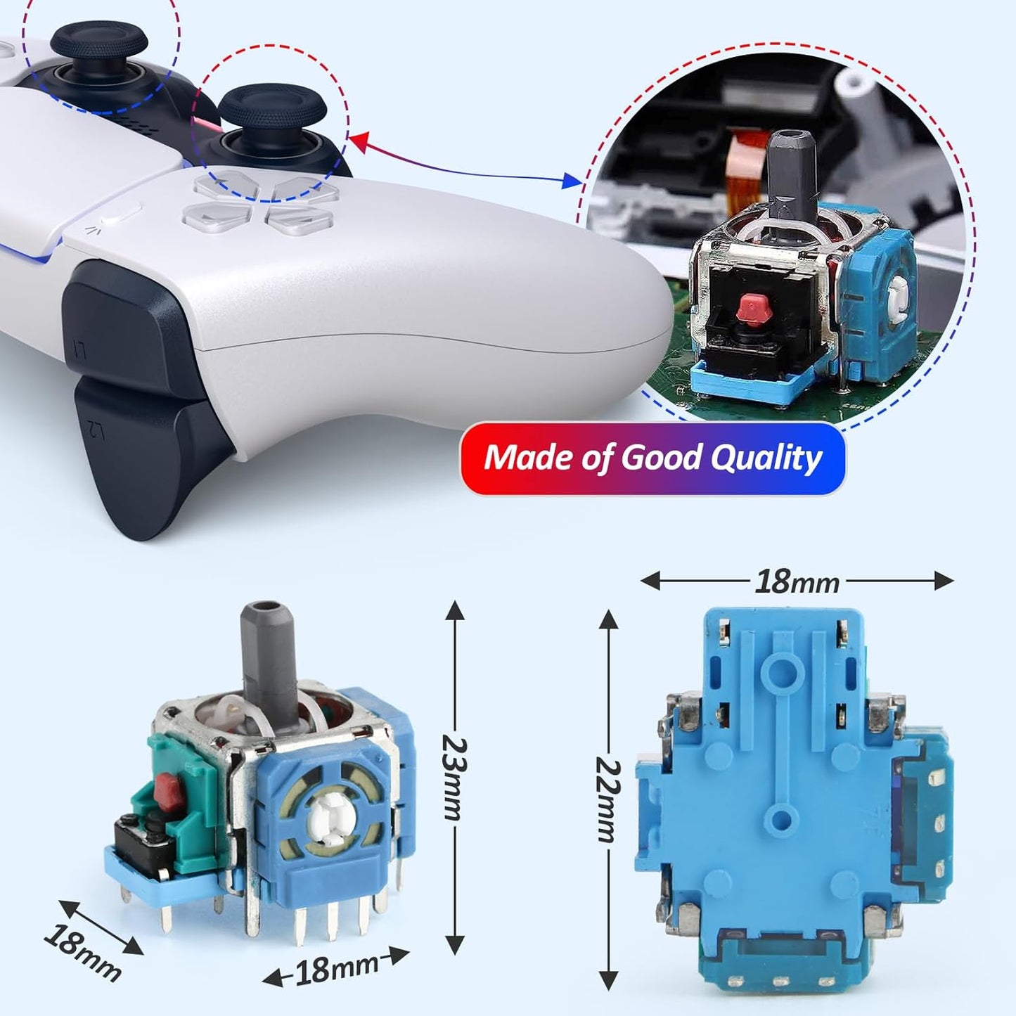 for PS5 Analog Stick Replacement for Sony PlayStation 5 PS5 Joysticks Replacement 3D Joystick Sensor Module Thumbstick Controller Accessory Part with Kit(4Pack)