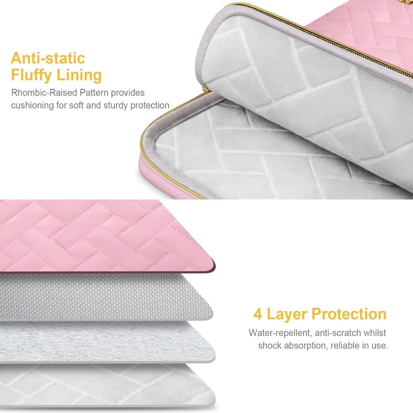 Lacdo 14 Inch Laptop Sleeve Case for HP Lenovo Dell ASUS Chromebook 14 / HP Pavilion Stream 14 / Dell Inspiron 14 / Lenovo IdeaPad 14 / Aspire/ASUS ZenBook Computer Bag Water-Resistant, Sakura Pink