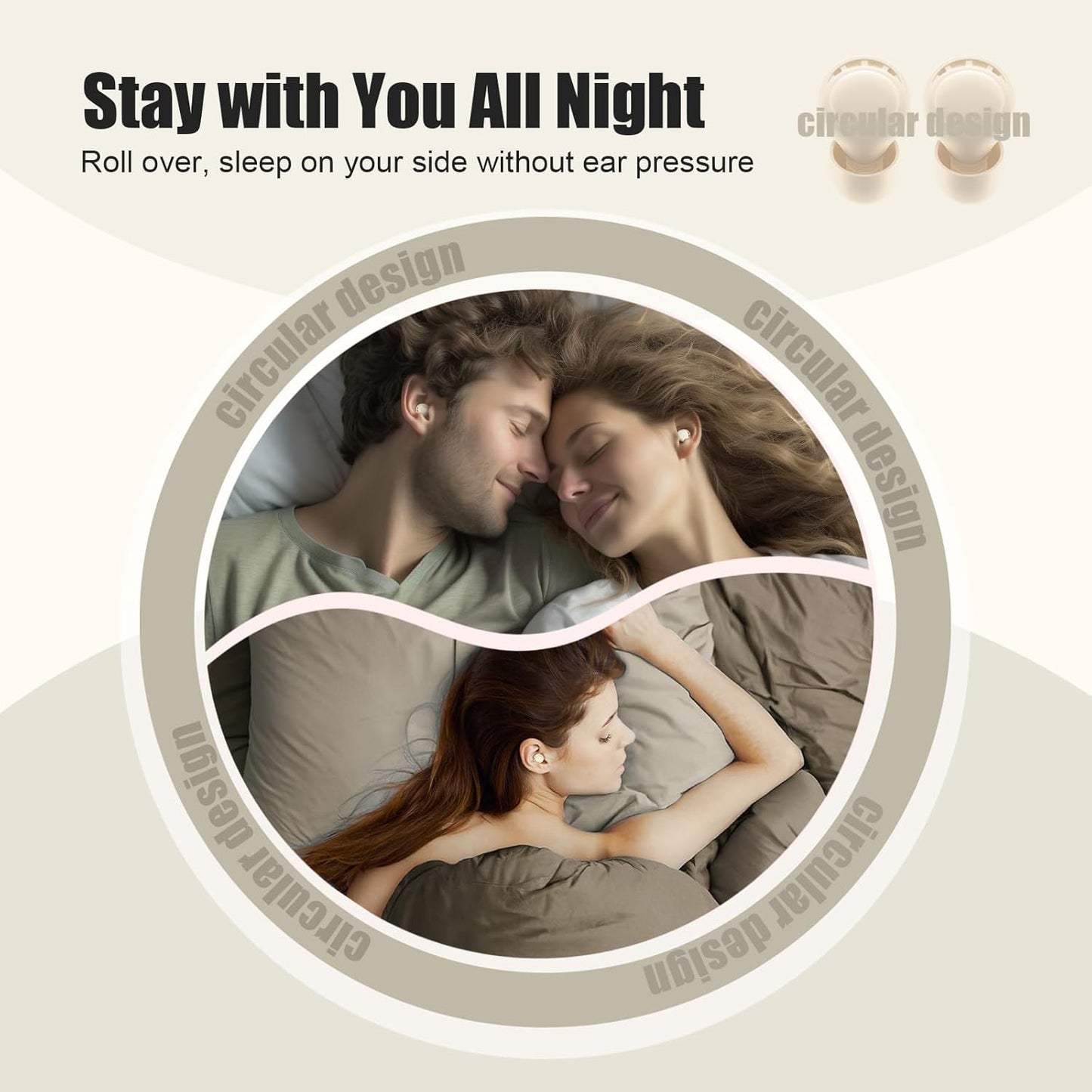 Ear Plugs for Sleeping Noise Reduction, Beinkap Reusable Earplugs Hearing Protection for Focus, Study, Work – 6 Pair Eartips in S/M/L – Flexible Silicone Soft – 35dB Noise Cancelling - Skin