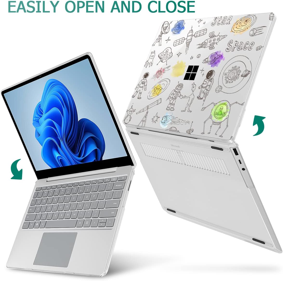 Tuiklol Case for 15 Inch Microsoft Surface Laptop 5/4/3 2022-2020, Model 1979/1953/1872/1873 Hard Shell Cover, Keyboard Cover+Screen Protector+Dust Plugs,Astronaut