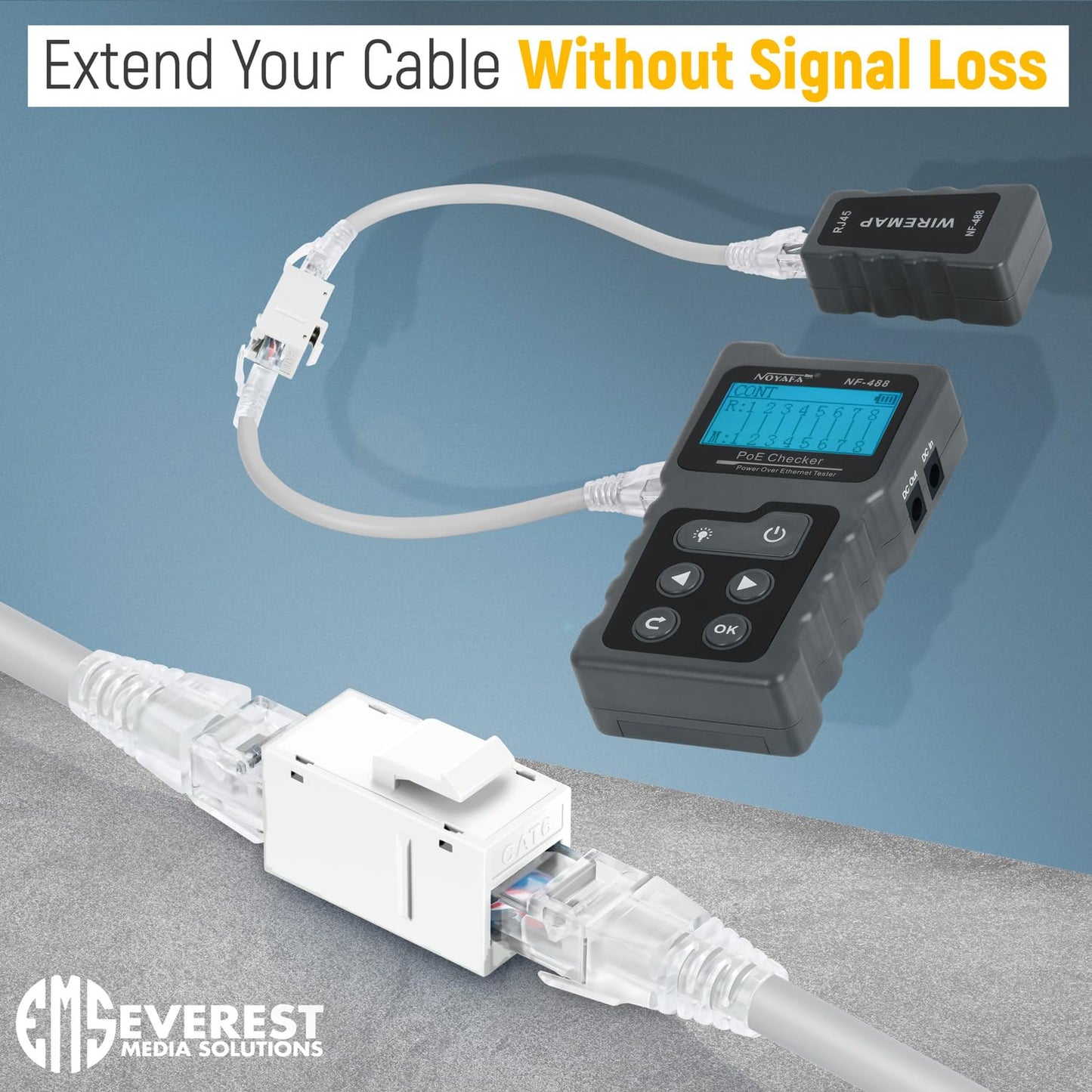 Everest RJ45 CAT6 Keystone Coupler in White (12-Pack) - RJ45 Coupler - Cat6 Keystone Jacks