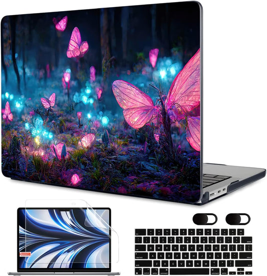 MEEgoodo Case for MacBook Air M4/M3/M2 13.6 inch 2025 2024 2022, Fit Model A3240 A3113 A2681, Compatible with MacBook Air 13 inch, Laptop Hard Shell Case with Keyboard Cover, Fantasy Forest