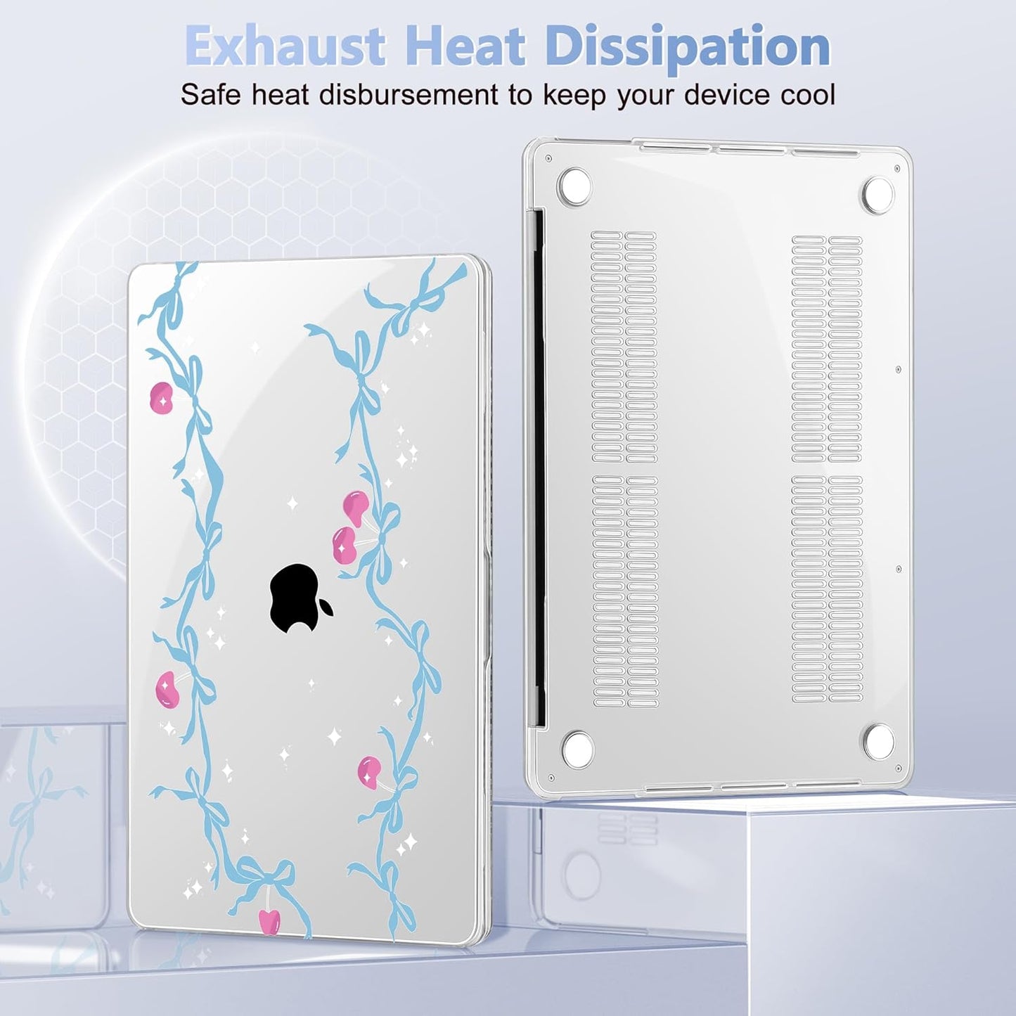 Case for MacBook Pro 13 inch with/Without Touch Bar (2016-2022, M2 A2338 M1 A2289 A2251 A2159 A1989 A1706 A1708), Hard Shell + Keyboard Cover + Dust Plug, Cherry Bow