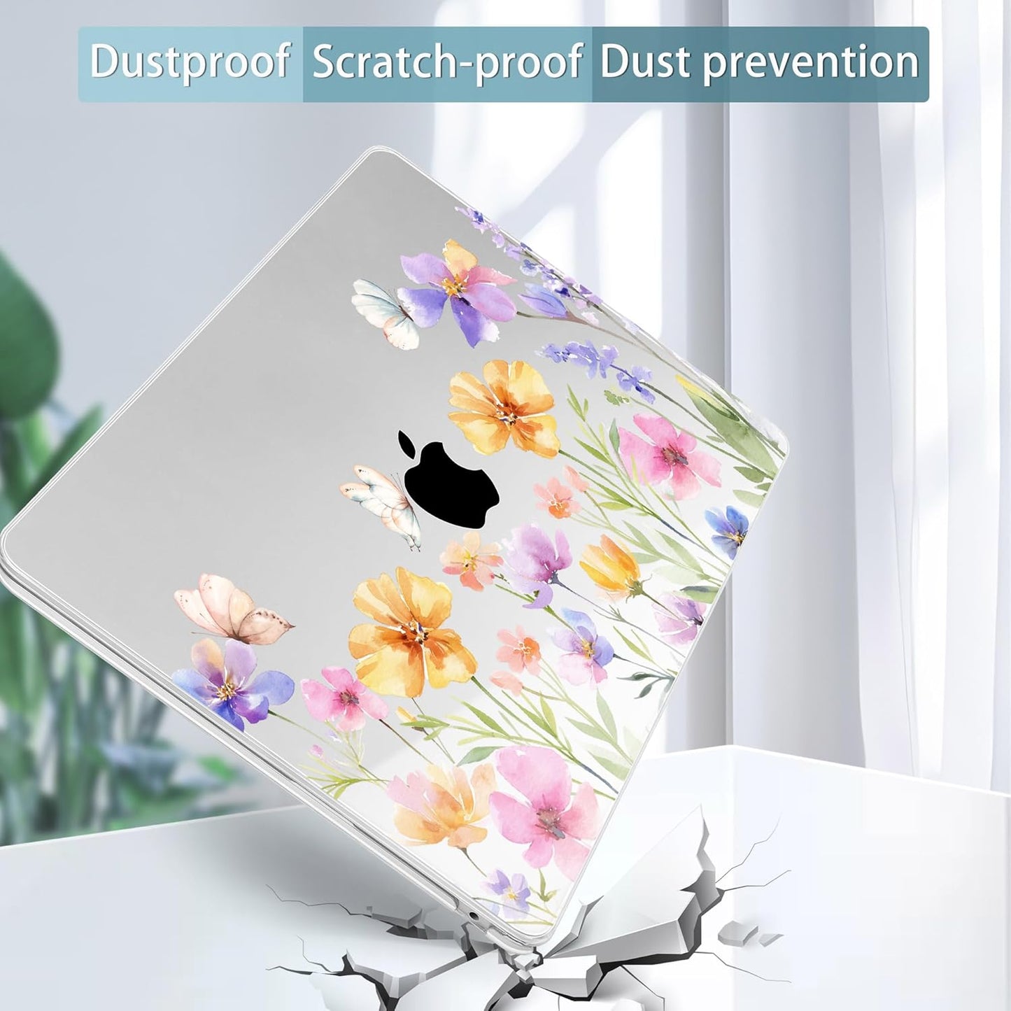 May Chen for MacBook Air 13.6 inch Case A3240 M4 A3113 M3 A2681 M2 with Retina Dispaly, 2025 2024 2023 2022 Release, Plastic Hard Shell Case with Screen Protector & Keyboard Cover, Flower & Butterfly