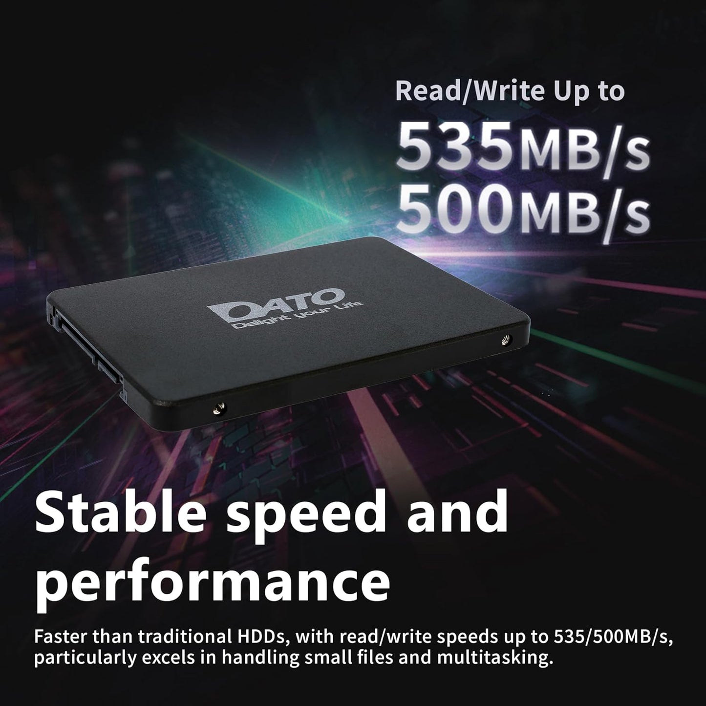 DATO 512GB SSD 2.5" SATA III Internal Solid State Drive, 3D NAND, SLC Cache, Up to 535/500 MB/s, Compatible with Laptop & PC Desktop
