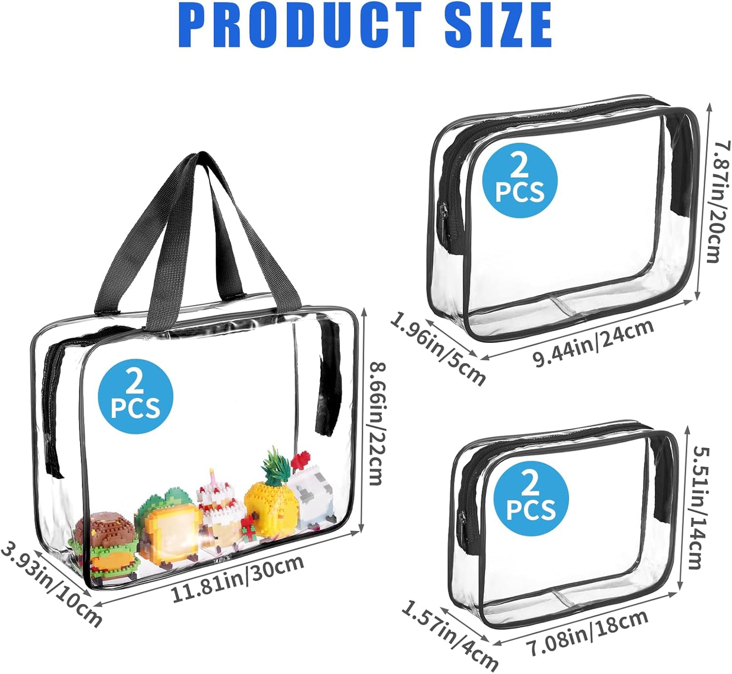 6 PCS Waterproof Toy Storage Bags With Zipper, Clear Toy Storage Organizer, Portable Organizer For Blocks, Puzzles, Books, Board Games, Clay(Black)