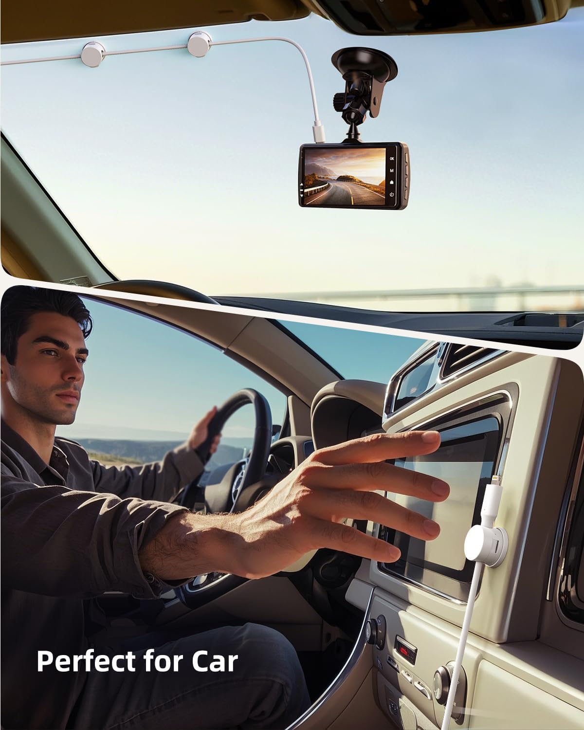 Cord Organizer, Rotatable Cable Organizer 8 Pack, No-Residue Adhesive Spring Cable Clips, Cord Holder for Nightstand, Kitchen, Office Accessories and Car (White)