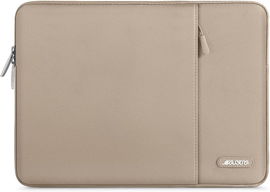 MOSISO Laptop Case 13.3 inch, 13-13.3 inch Laptop Sleeve Compatible with MacBook Air/Pro 13 / Pro 14, HP Dell ASUS Lenovo Notebook, Polyester Vertical Computer Sleeve Bag with Pocket, Taupe Brown
