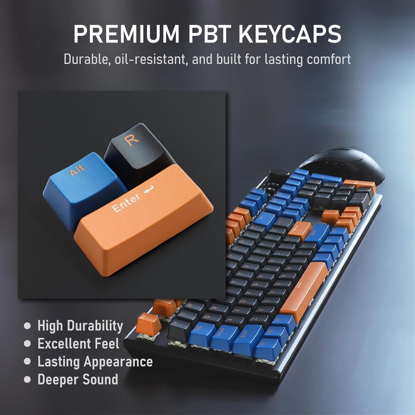 iRocks K74R Wireless RGB Illuminated Mechanical Gaming Keyboard, Hot-Swappable Switches, Floating Design, PBT 107 Keys NKRO, Detachable USB-C Cable - Midsummer Black (Brown Switches)