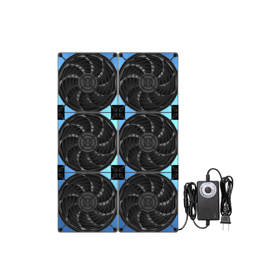 120mmx6 720mm Adjustable Computer PC Vent Fans 3V-12V Speed Controller for Flexible Arrange Cabinet Rack Space Window Wall Server Mining Rig Chicken Coop Exhaust Cooling