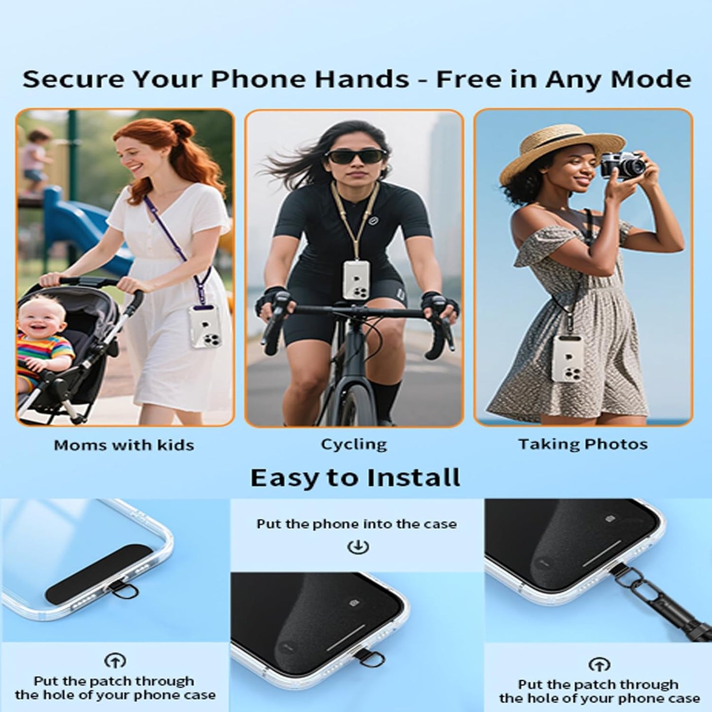 3 in 1 Adjustable Universal Anti-lost Cell Phone Lanyard, Detachable Cell phone Strap for Women/Men, Crossbody/Neck