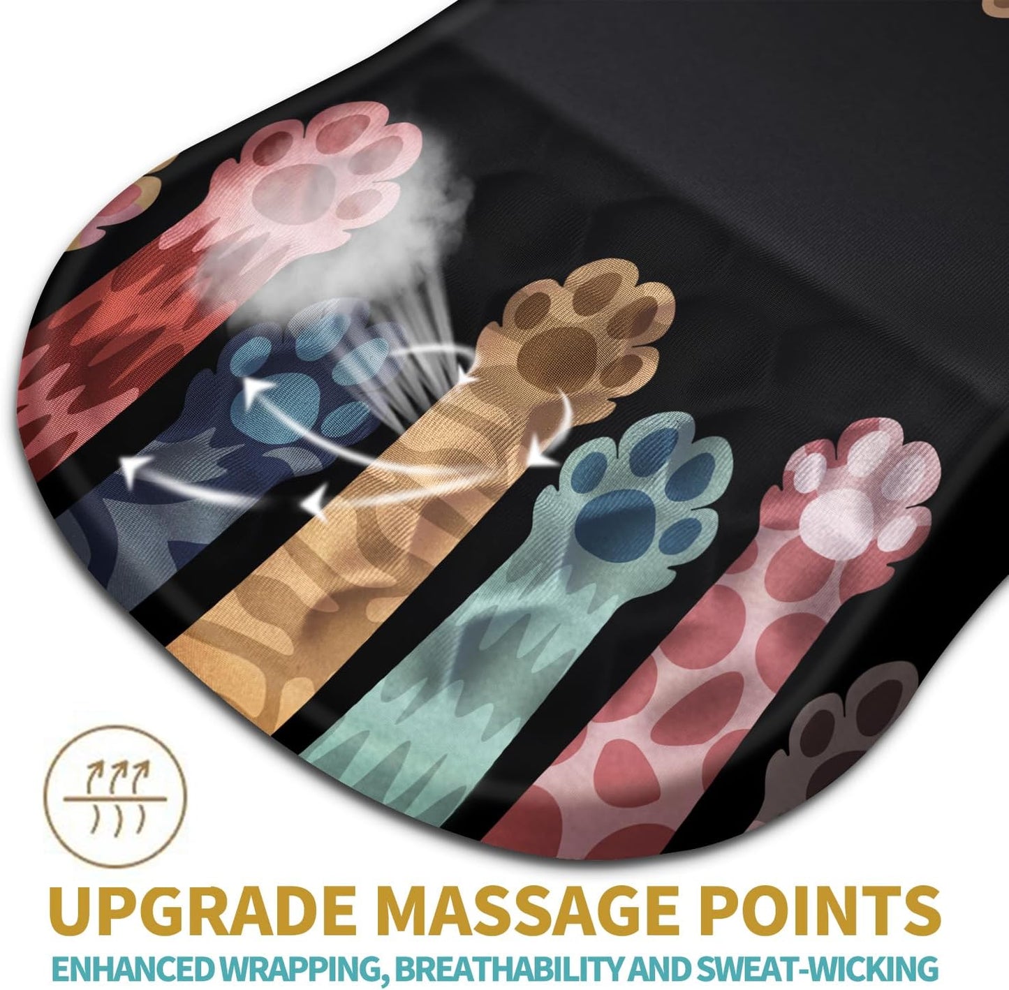 Hokafenle Ergonomic Mouse Pad Wrist Support with Massage Design, Wrist Rest Pain Relief Mousepad with Memory Foam&Non-Slip PU Base, Mouse Pads for Wireless Mouse & Desk (12x8 inch,Paw)