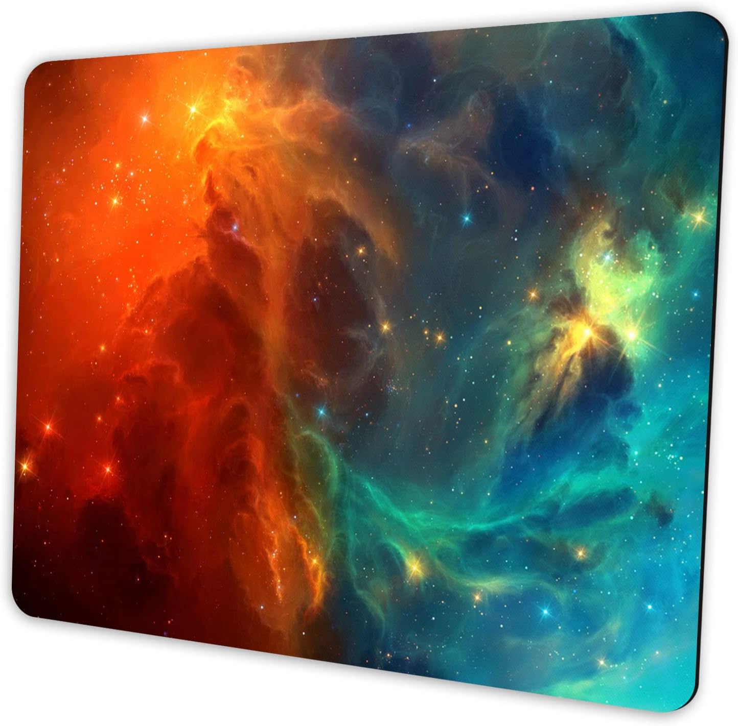 Galaxy Mouse pad, Orange and Cyan Nebula Mouse Pads Office Computer Mousepad, Non-Slip Washable Small Mouse mat 9.5 X 7.9 inch