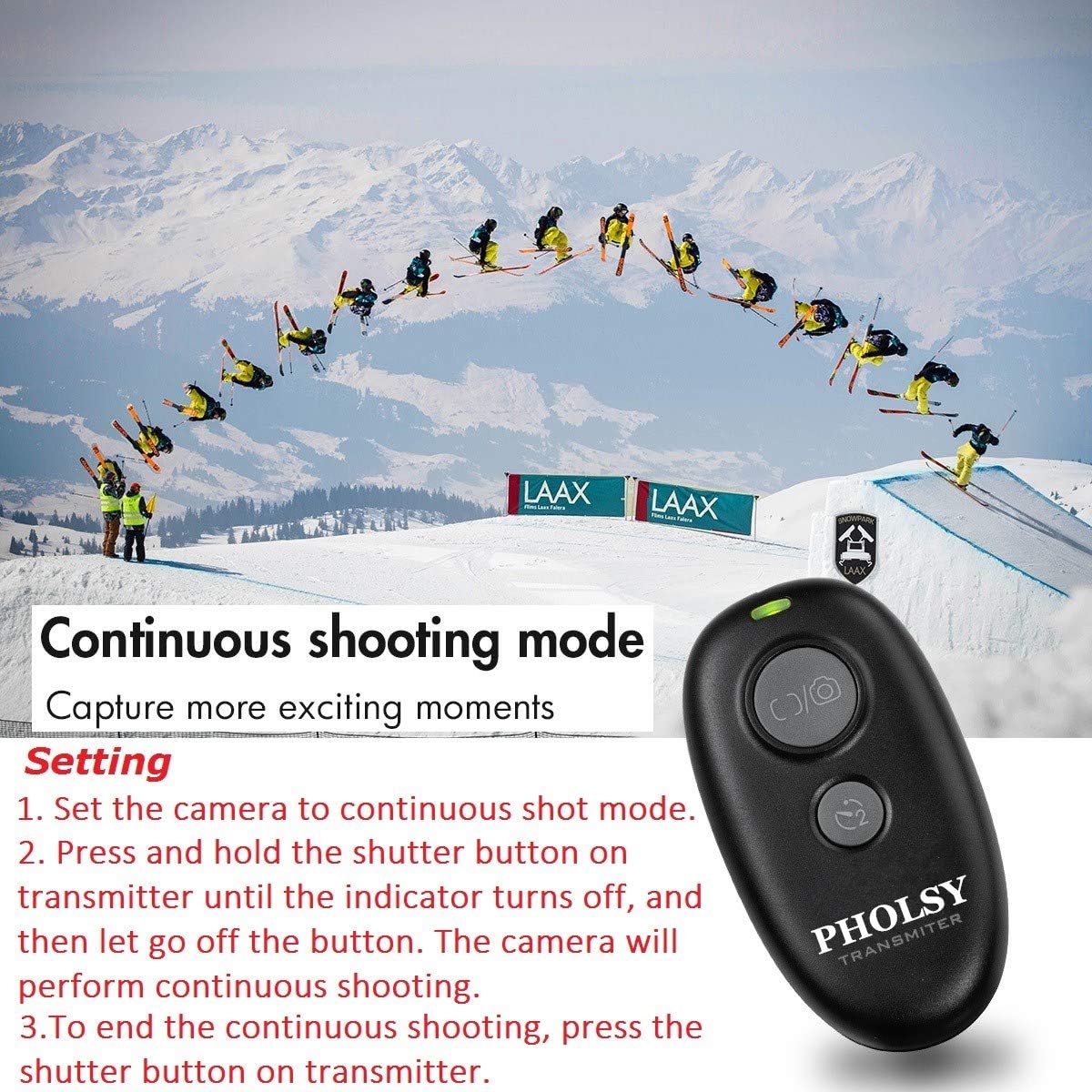 PHOLSY Wireless Shutter Release Camera Remote Control for Fujifilm GFX50S, XPro2, X-H1, X-T2, X-T1, X-T10, X-T20, X-T100, X-E2S, X-E2, X-M1, X-A3, X-A2, X-A1, X-A10, X100F, X100T, X70, X30, XQ2, XQ1