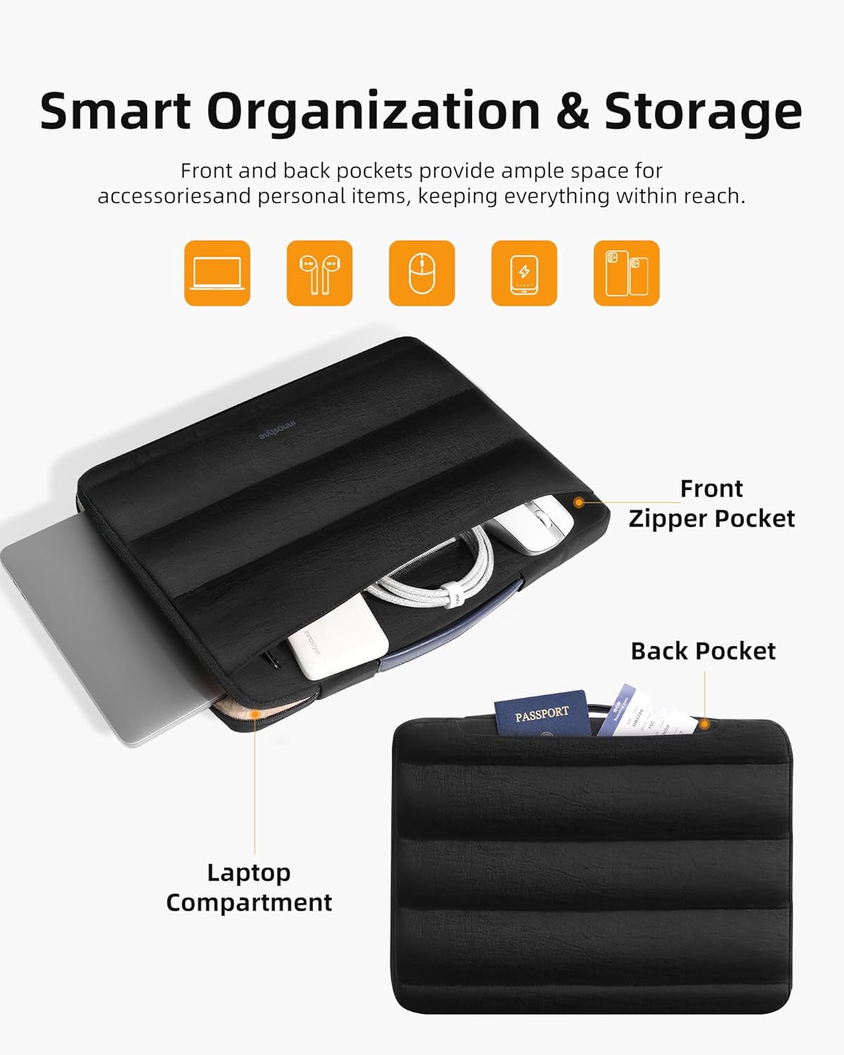 Laptop Case, Sleeve with Handle 360° Protectivie Puffy Laptop Sleeve Compatible with MacBook, Dell, HP